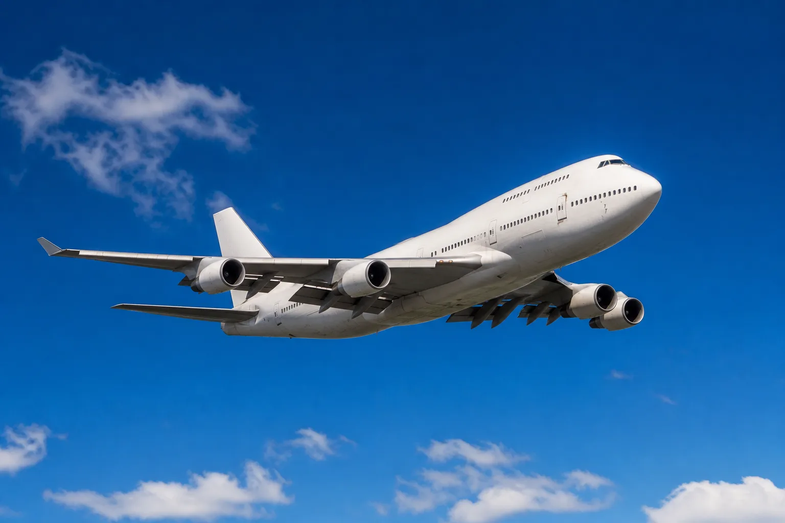 青空を飛ぶジャンボジェット